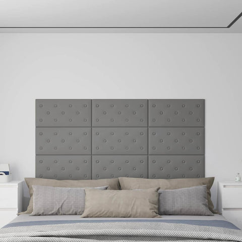 Pannelli Murali 12 pz Grigi 60x30 cm Similpelle 2,16 m