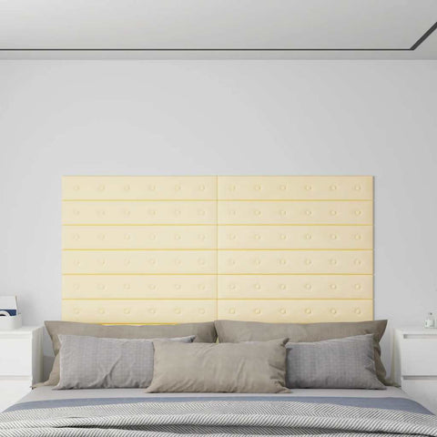 Pannelli Murali 12 pz Crema 90x15 cm in Similpelle 1,62 m