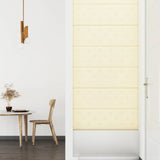 Testiera da Parete 12 pcs Crema 90 x 30 cm Pelle Sintetica