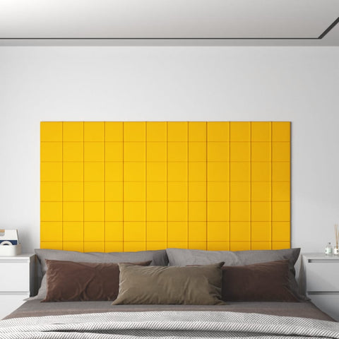 Pannelli Murali 12 pz Gialli 60x15 cm Velluto 1,08 m