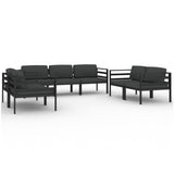 Set Divani da Giardino 7 pz con Cuscini in Alluminio Antracite
