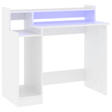 Scrivania con Luci LED Bianca 97x45x90 cm in Legno truciolato