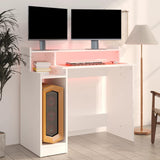 Scrivania con Luci LED Bianca 97x45x90 cm in Legno truciolato