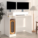 Scrivania con Luci LED Bianca 97x45x90 cm in Legno truciolato