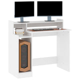 Scrivania con Luci LED Bianca 97x45x90 cm in Legno truciolato