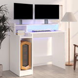 Scrivania con Luci LED Bianca 97x45x90 cm in Legno truciolato