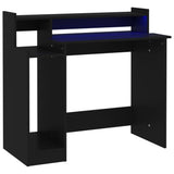 Scrivania con Luci LED Nera 97x45x90 cm in Legno truciolato