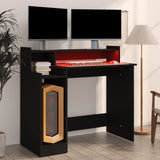 Scrivania con Luci LED Nera 97x45x90 cm in Legno truciolato