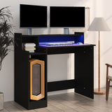 Scrivania con Luci LED Nera 97x45x90 cm in Legno truciolato