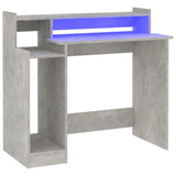 Scrivania con Luci LED Grigio Cemento 97x45x90cm in truciolato