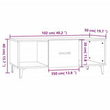 Tavolino Salotto Grigio Cemento 102x50x40 cm Legno truciolato