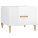 Tavolino da Salotto Bianco Lucido 50x50x40 cm Legno truciolato