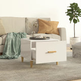 Tavolino da Salotto Bianco Lucido 50x50x40 cm Legno truciolato