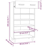 Scarpiera Grigio Cemento 60x35x105 cm in Legno truciolato