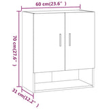 Armadietto a Muro Grigio Cemento 60x31x70 cm Legno truciolato