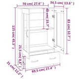 Credenza Rovere Fumo 70x31x115 cm in Legno truciolato