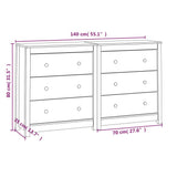 Credenza 140x35x80 cm in Legno Massello di Pino