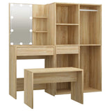Set Tavolo da Toeletta con LED Rovere Sonoma Legno truciolato