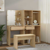 Set Tavolo da Toeletta con LED Rovere Sonoma Legno truciolato