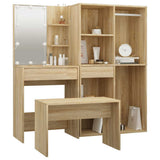 Set Tavolo da Toeletta con LED Rovere Sonoma Legno truciolato