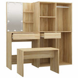 Set Tavolo da Toeletta con LED Rovere Sonoma Legno truciolato
