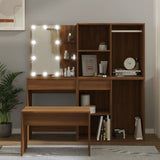 Set Tavolo da Toeletta con LED Rovere Marrone Legno truciolato