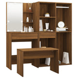 Set Tavolo da Toeletta con LED Rovere Marrone Legno truciolato
