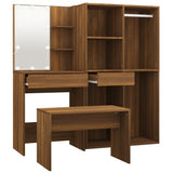 Set Tavolo da Toeletta con LED Rovere Marrone Legno truciolato