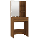 Set Tavolo da Toeletta con LED Rovere Marrone Legno truciolato