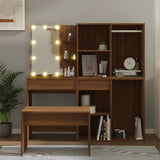 Set Tavolo da Toeletta con LED Rovere Marrone Legno truciolato