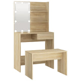 Set Tavolo da Toeletta con LED Rovere Sonoma Legno truciolato