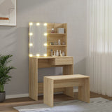 Set Tavolo da Toeletta con LED Rovere Sonoma Legno truciolato