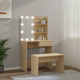 Set Tavolo da Toeletta con LED Rovere Sonoma Legno truciolato