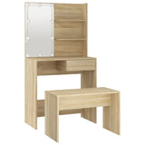 Set Tavolo da Toeletta con LED Rovere Sonoma Legno truciolato