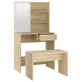 Set Tavolo da Toeletta con LED Rovere Sonoma Legno truciolato
