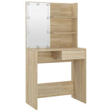 Set Tavolo da Toeletta con LED Rovere Sonoma Legno truciolato