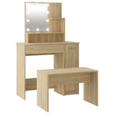 Set Tavolo da Toeletta con LED Rovere Sonoma Legno truciolato