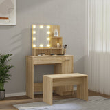Set Tavolo da Toeletta con LED Rovere Sonoma Legno truciolato