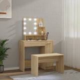 Set Tavolo da Toeletta con LED Rovere Sonoma Legno truciolato
