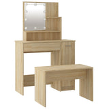 Set Tavolo da Toeletta con LED Rovere Sonoma Legno truciolato
