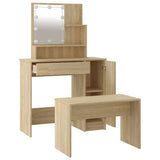 Set Tavolo da Toeletta con LED Rovere Sonoma Legno truciolato