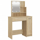 Set Tavolo da Toeletta con LED Rovere Sonoma Legno truciolato