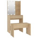 Set Tavolo da Toeletta con LED Rovere Sonoma Legno truciolato