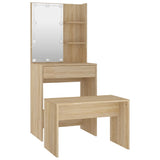 Set Tavolo da Toeletta con LED Rovere Sonoma Legno truciolato