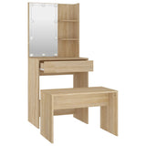 Set Tavolo da Toeletta con LED Rovere Sonoma Legno truciolato