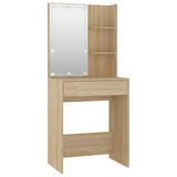 Set Tavolo da Toeletta con LED Rovere Sonoma Legno truciolato