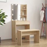 Set Tavolo da Toeletta con LED Rovere Sonoma Legno truciolato
