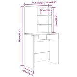 Set Tavolo da Toeletta Rovere Marrone 74,5x40x141 cm
