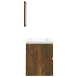 Mobile da Bagno con Lavabo e Specchio Rovere Fumo