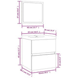 Mobile da Bagno con Lavabo e Specchio Rovere Fumo